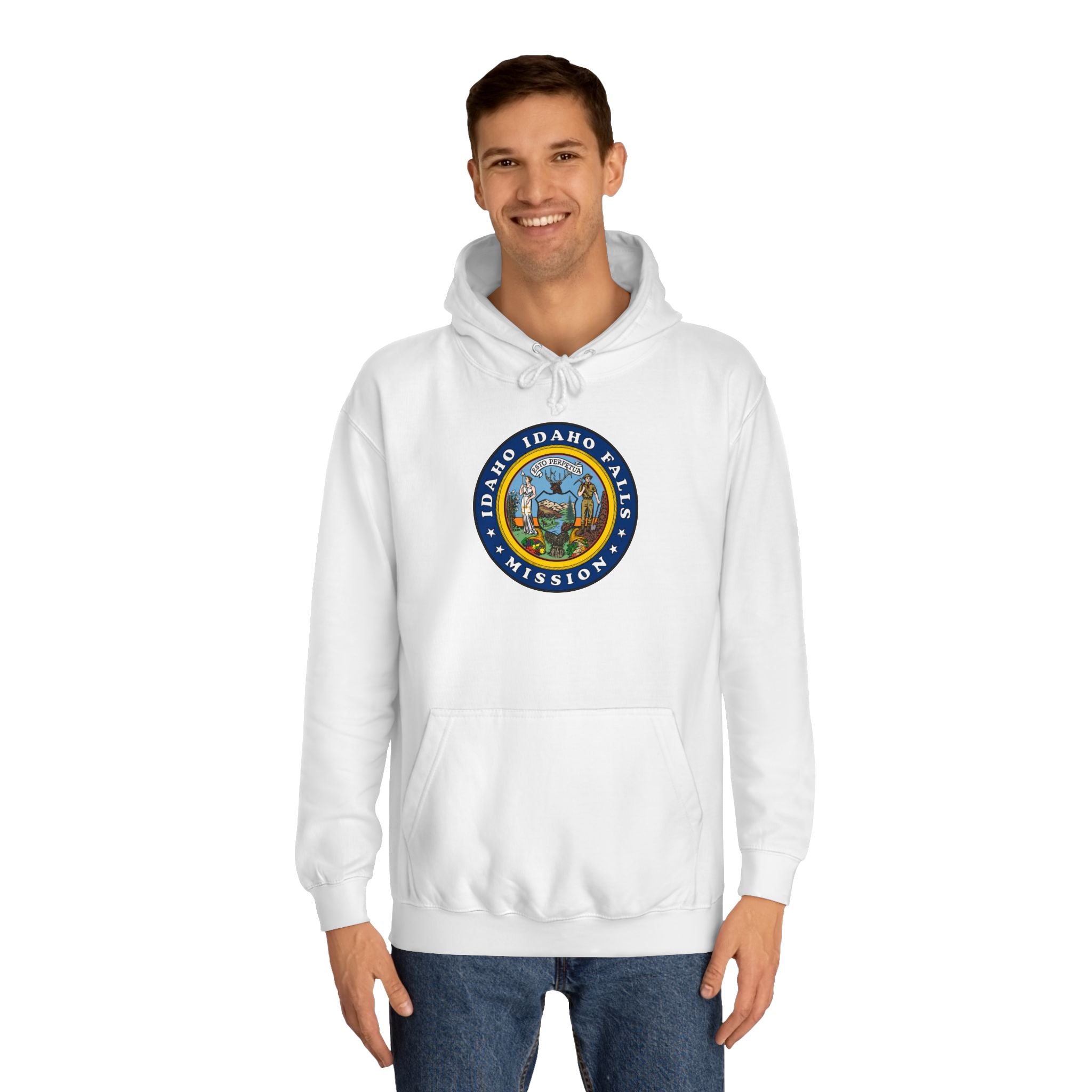 Idaho Idaho Falls Mission State Flag Logo (Black Border) College Hoodie