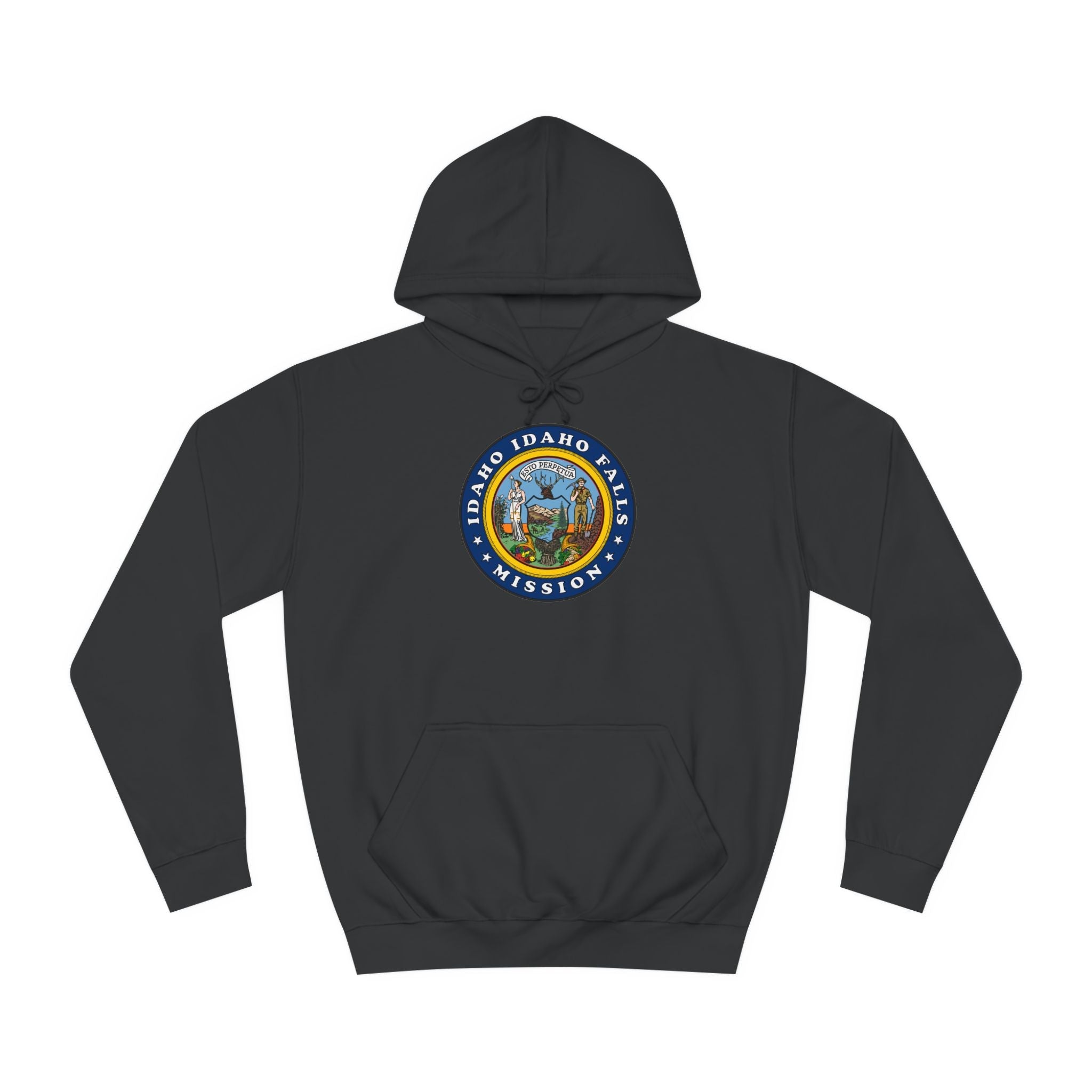 Idaho Idaho Falls Mission State Flag Logo (Black Border) College Hoodie