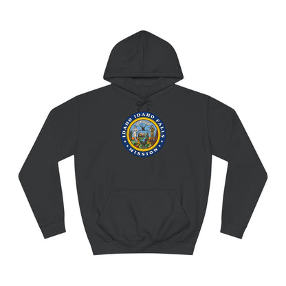 Idaho Idaho Falls Mission State Flag Logo (Black Border) College Hoodie