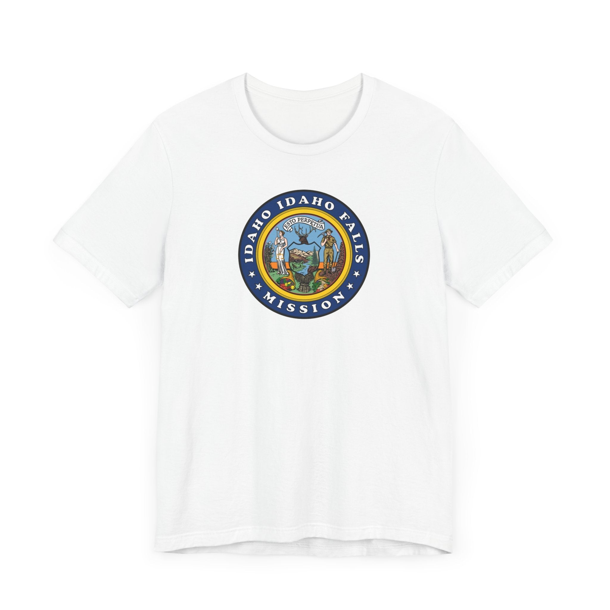 Idaho Idaho Falls Mission State Flag Logo (Black Border) T-shirt - Latter-Day Saint LDS Missionary Gift - Book of Mormon