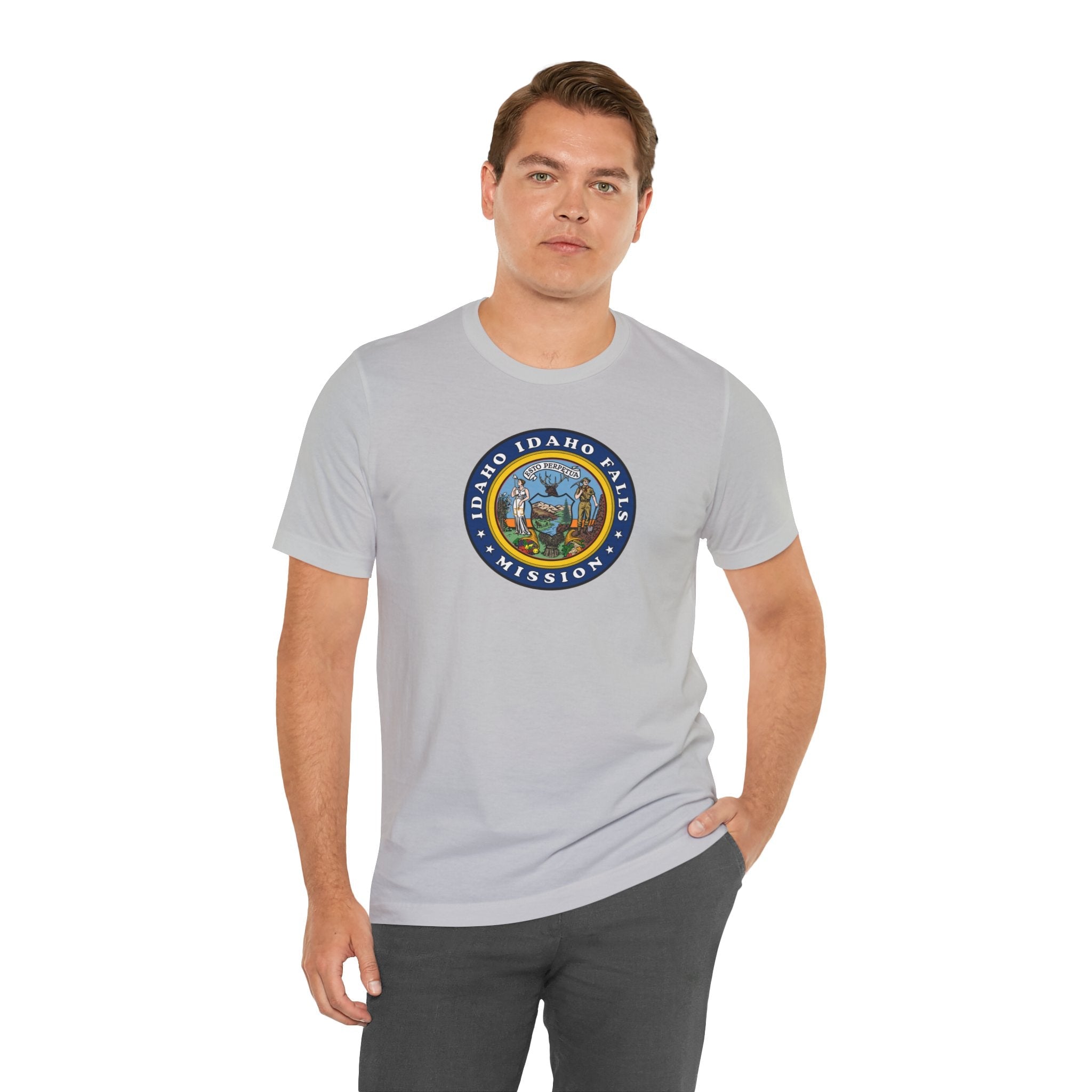 Idaho Idaho Falls Mission State Flag Logo (Black Border) T-shirt - Latter-Day Saint LDS Missionary Gift - Book of Mormon