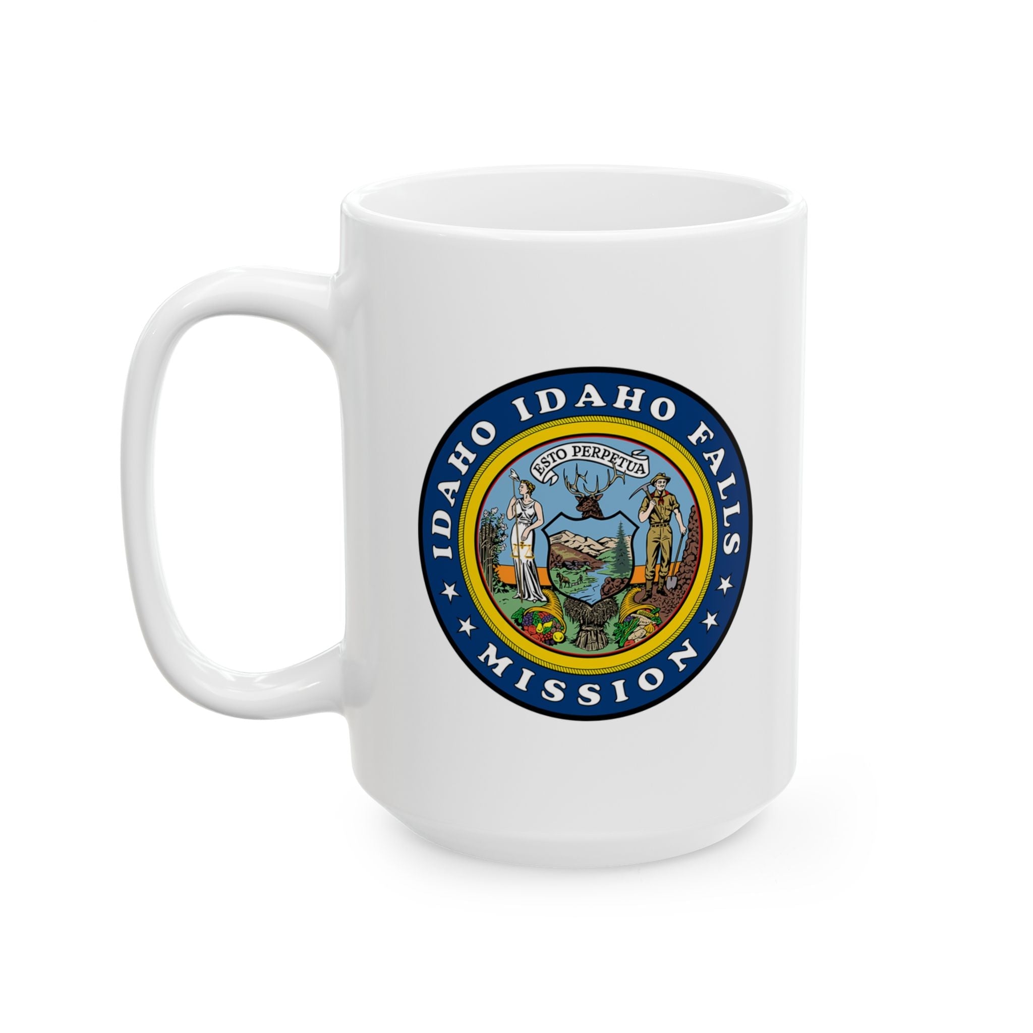 Idaho Idaho Falls Mission State Flag Logo Ceramic Mug White Name - Latter-Day Saint LDS Missionary Gift - Book of Mormon