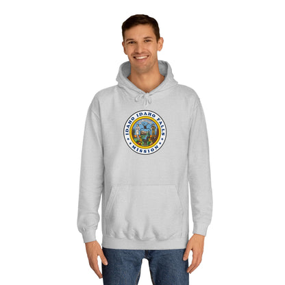 Idaho Idaho Falls Mission State Flag Logo (White Border) College Hoodie