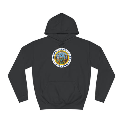 Idaho Idaho Falls Mission State Flag Logo (White Border) College Hoodie