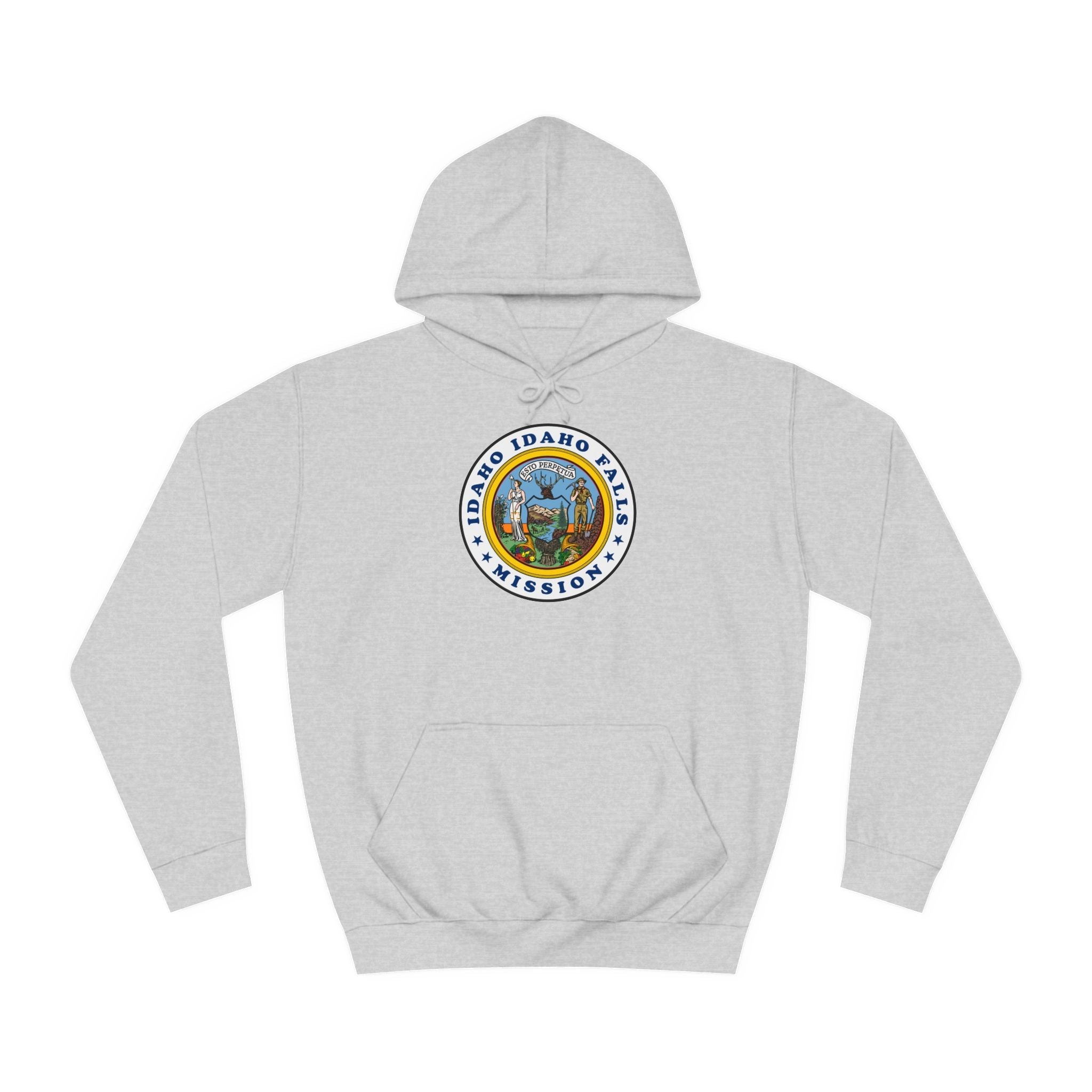 Idaho Idaho Falls Mission State Flag Logo (White Border) College Hoodie