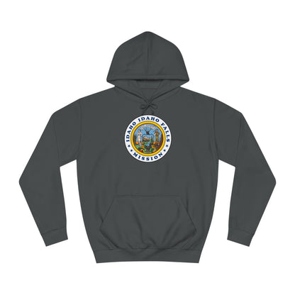 Idaho Idaho Falls Mission State Flag Logo (White Border) College Hoodie