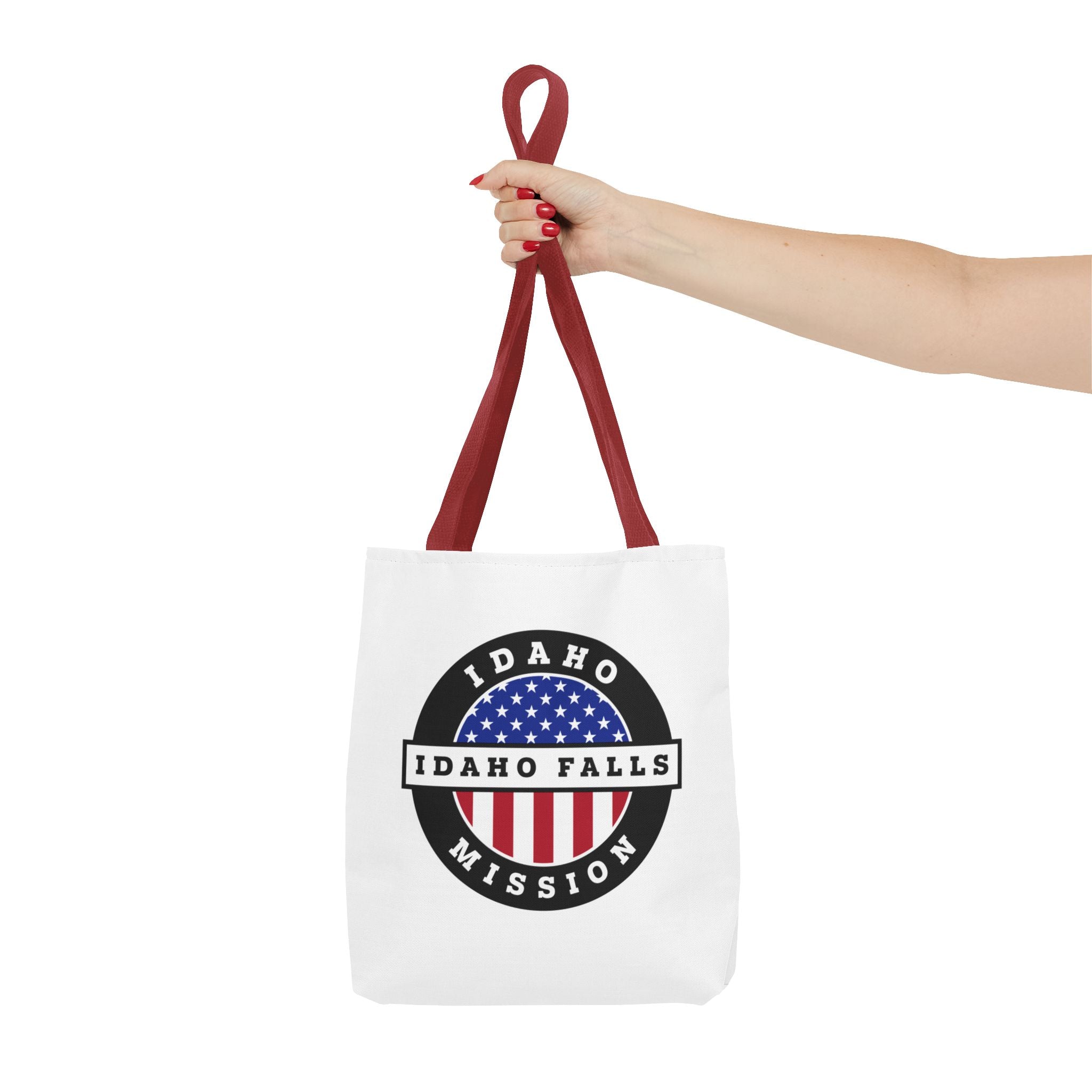 Idaho Idaho Falls Mission USA Flag Logo Tote Bag White - Latter-Day Saint LDS Missionary Gift - Book of Mormon