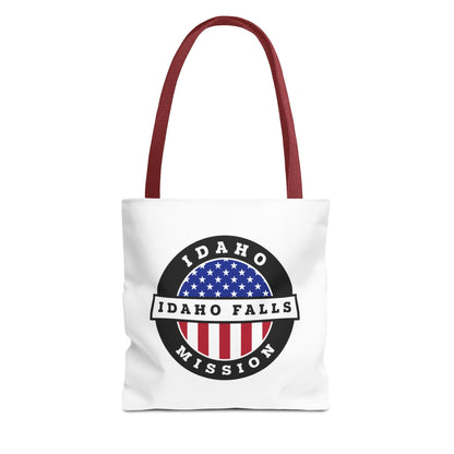 Idaho Idaho Falls Mission USA Flag Logo Tote Bag White - Latter-Day Saint LDS Missionary Gift - Book of Mormon