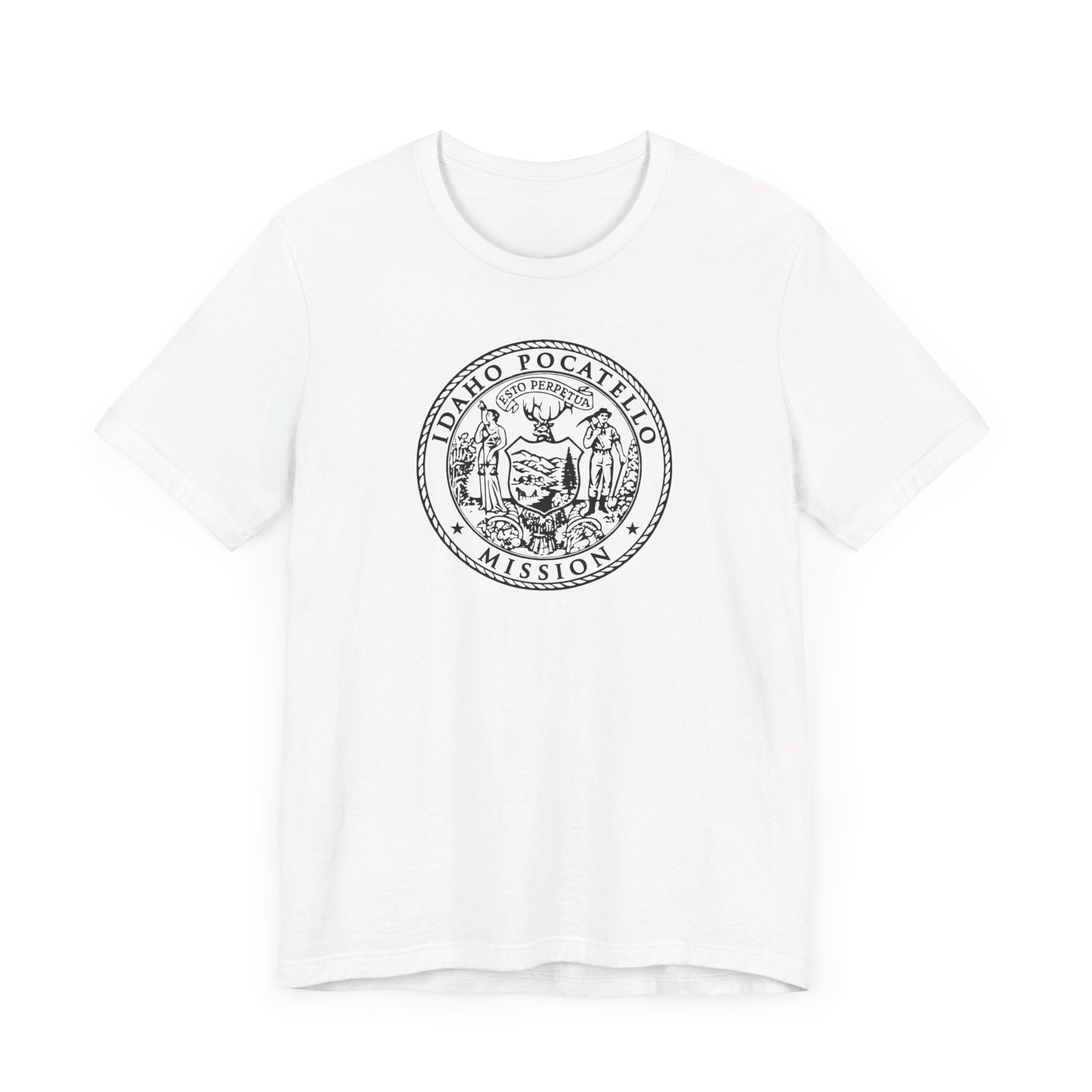 Idaho Pocatello Mission Circular Monochrome Logo T-Shirt - Latter-Day Saint LDS Missionary Gift - Book of Mormon