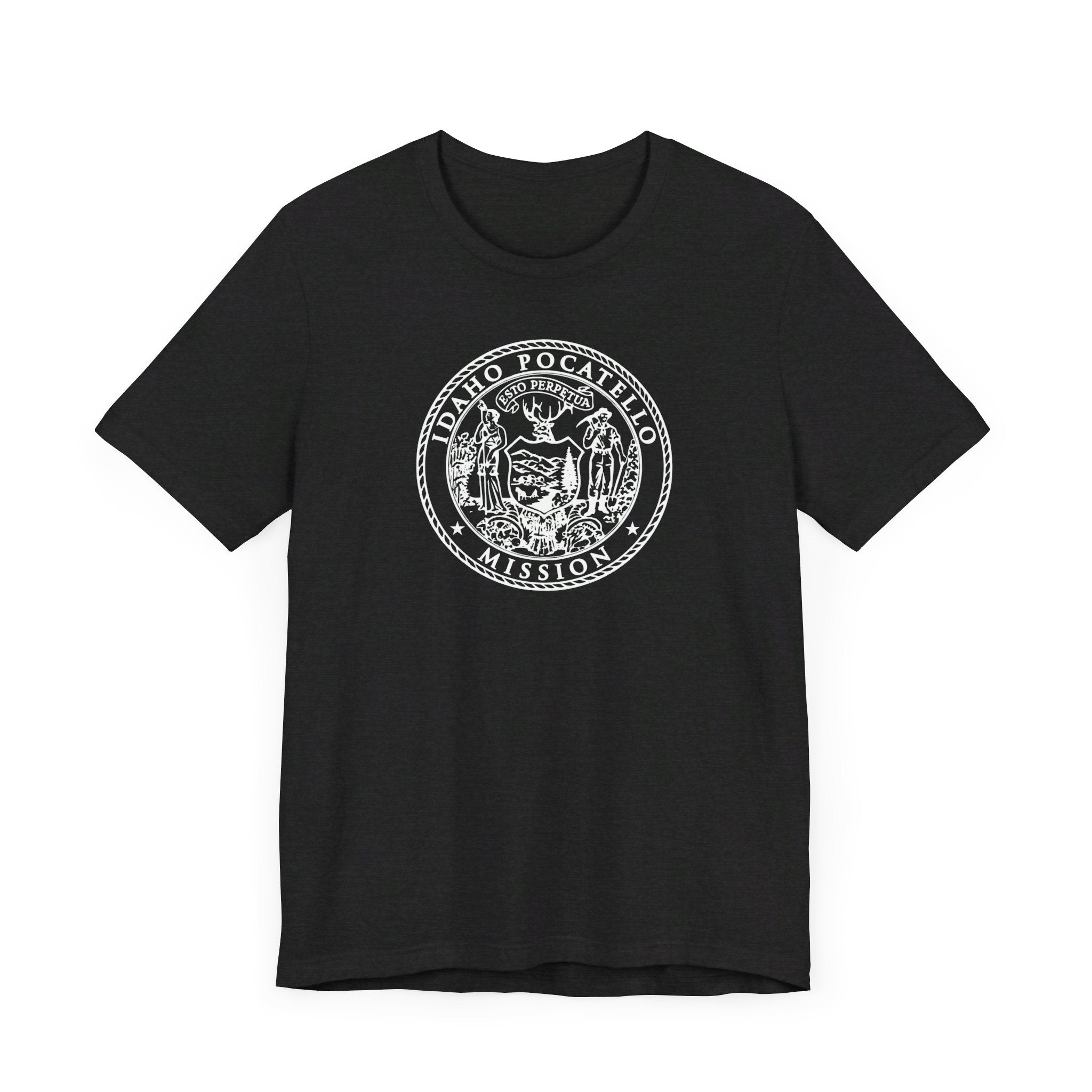 Idaho Pocatello Mission Circular Monochrome Logo T-Shirt - Latter-Day Saint LDS Missionary Gift - Book of Mormon