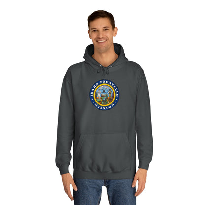 Idaho Pocatello Mission State Flag Logo (Black Border) College Hoodie