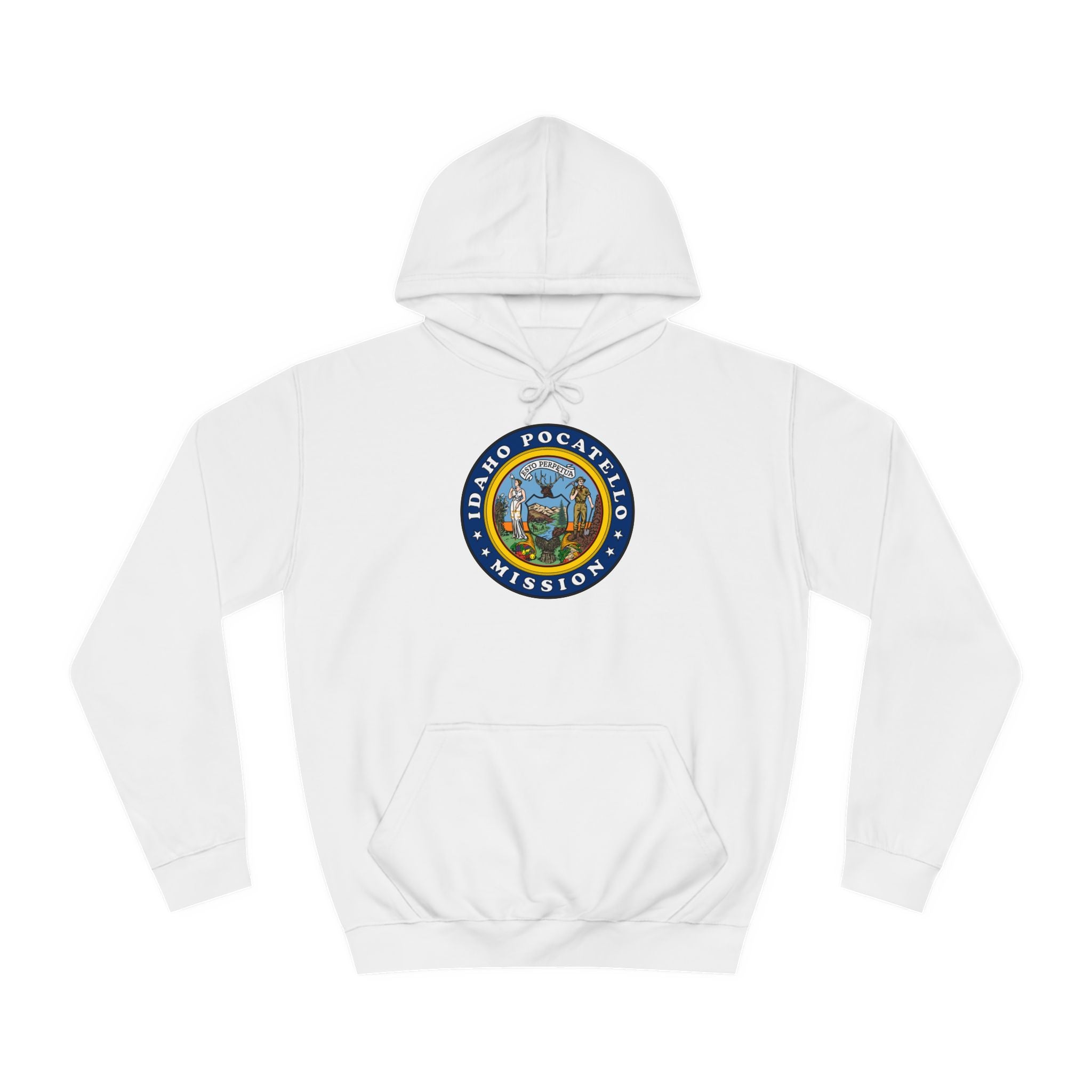 Idaho Pocatello Mission State Flag Logo (Black Border) College Hoodie