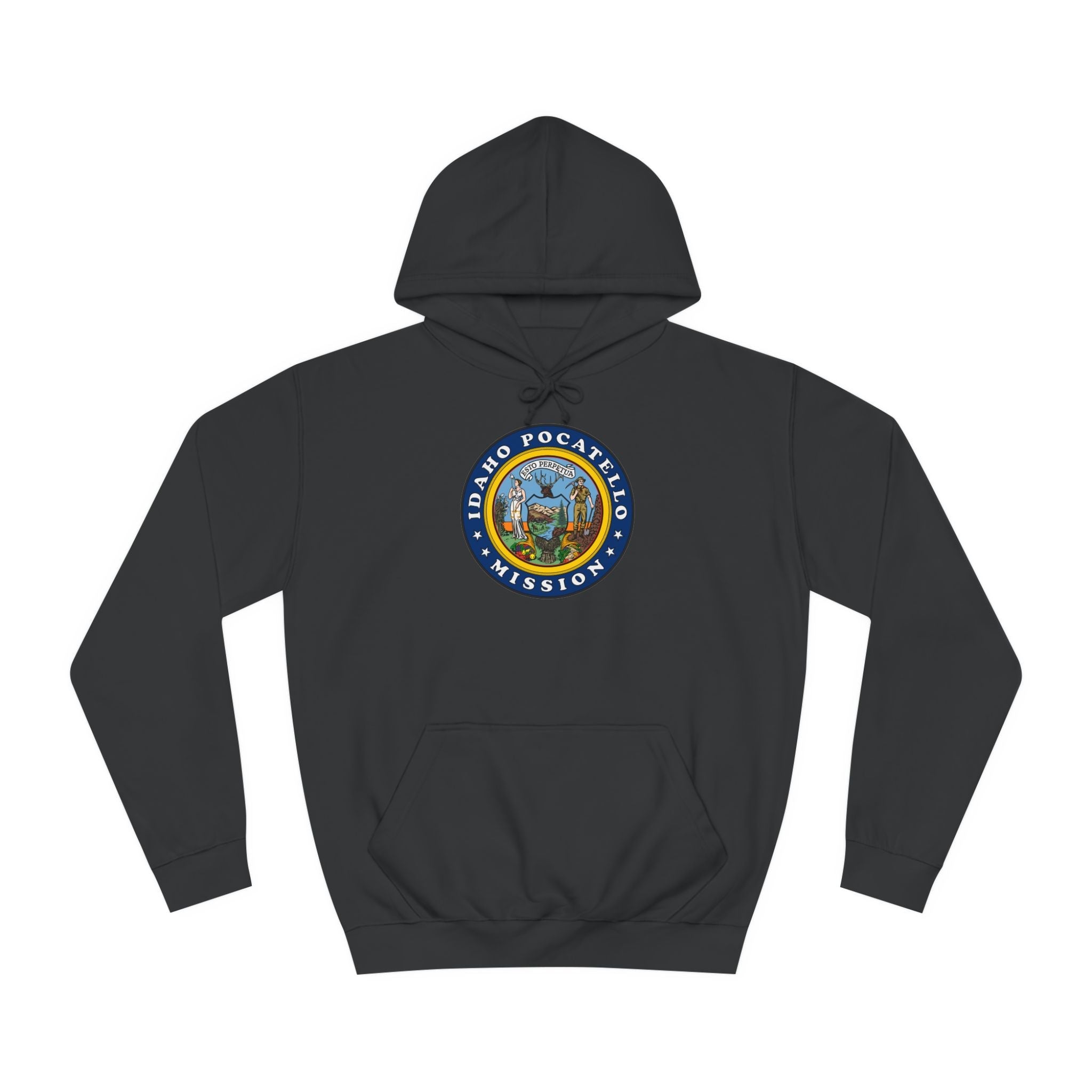 Idaho Pocatello Mission State Flag Logo (Black Border) College Hoodie