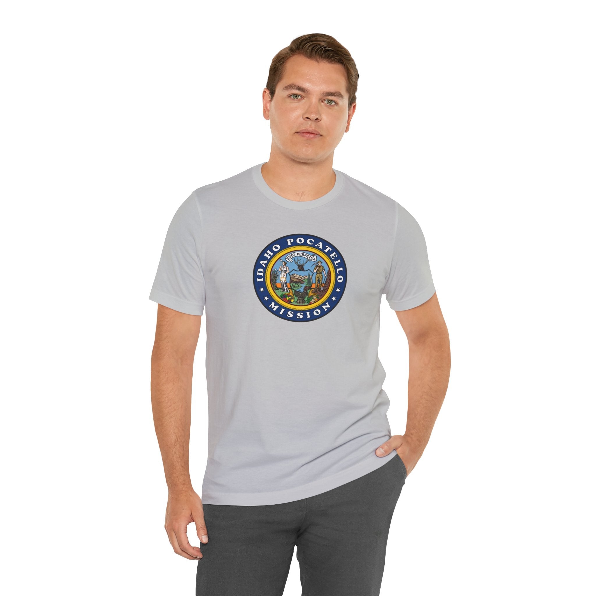 Idaho Pocatello Mission State Flag Logo (Black Border) T-shirt - Latter-Day Saint LDS Missionary Gift - Book of Mormon