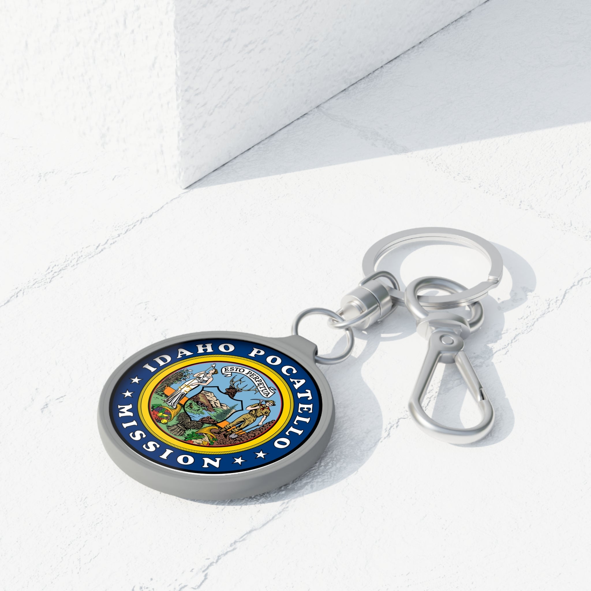 Idaho Pocatello Mission State Flag Logo Key Tag - Latter-Day Saint LDS Missionary Gift - Book of Mormon