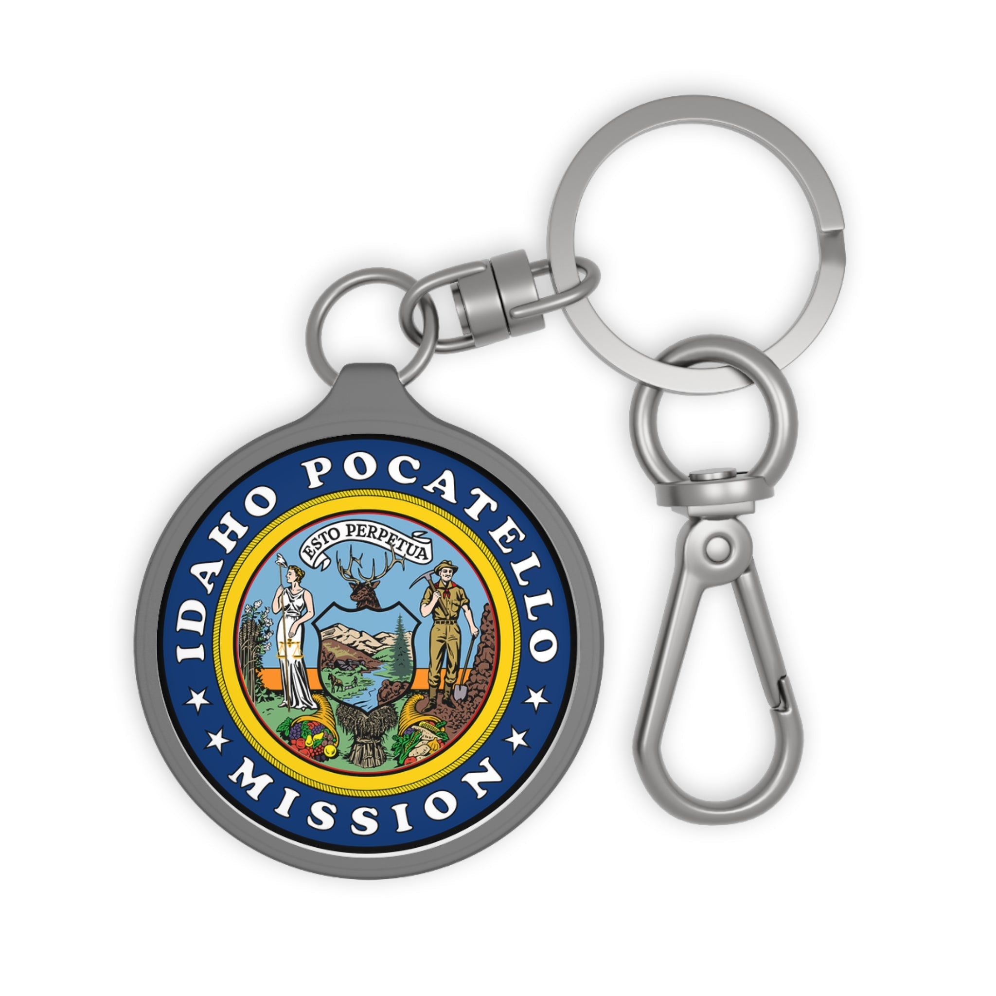 Idaho Pocatello Mission State Flag Logo Key Tag - Latter-Day Saint LDS Missionary Gift - Book of Mormon