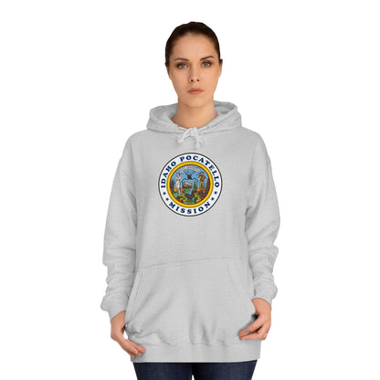 Idaho Pocatello Mission State Flag Logo (White Border) College Hoodie