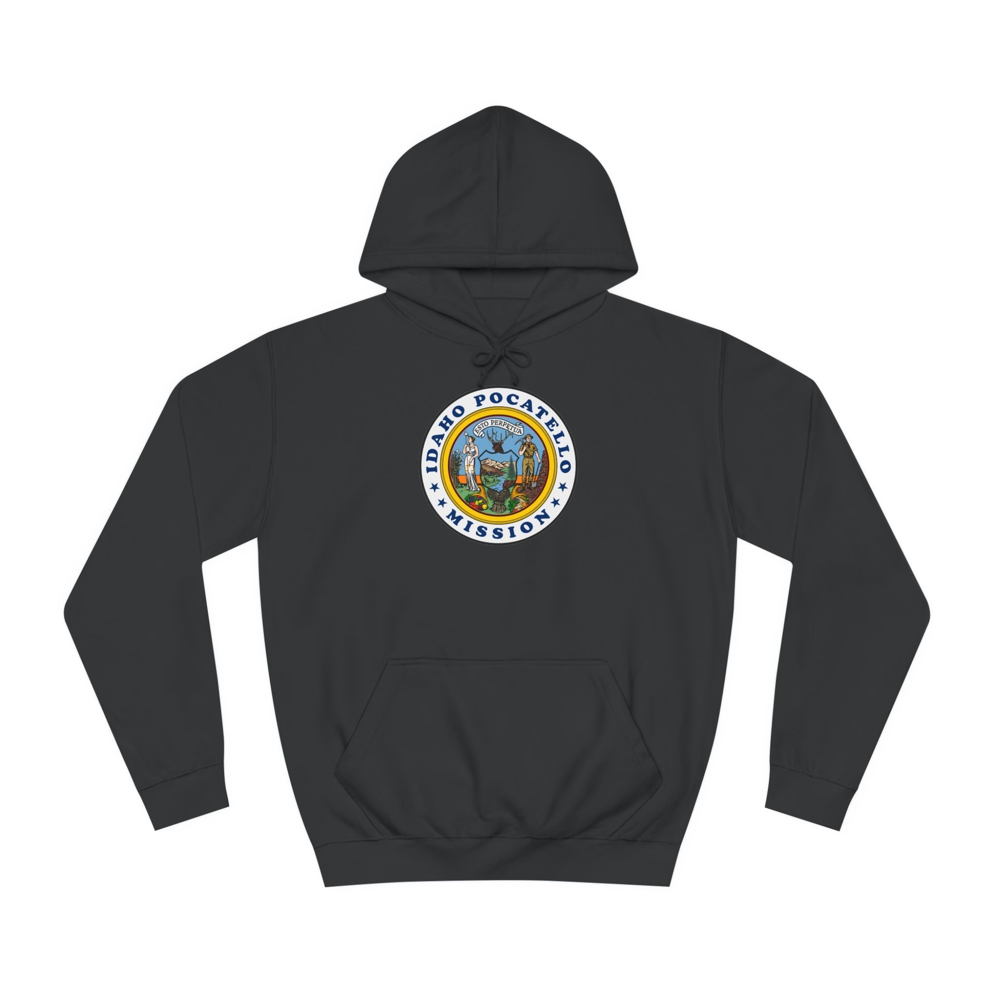 Idaho Pocatello Mission State Flag Logo (White Border) College Hoodie