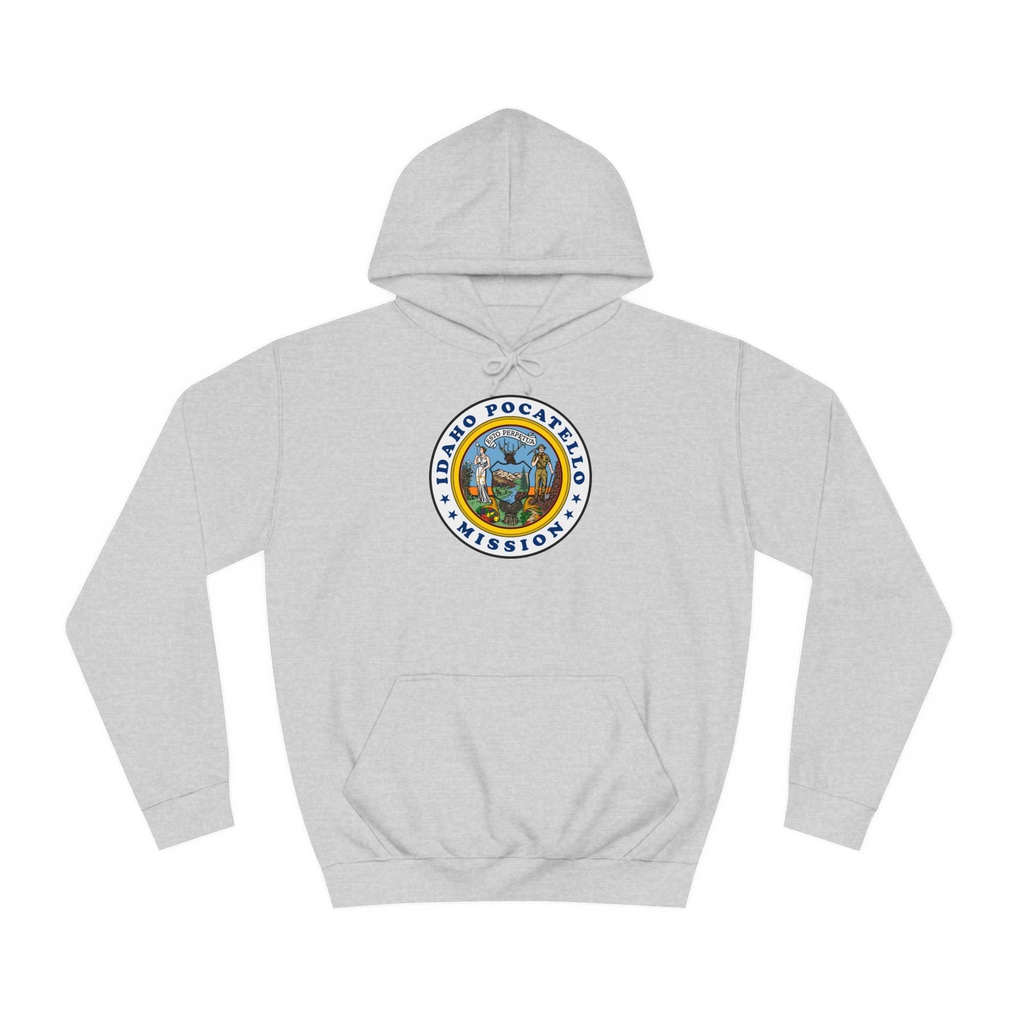 Idaho Pocatello Mission State Flag Logo (White Border) College Hoodie