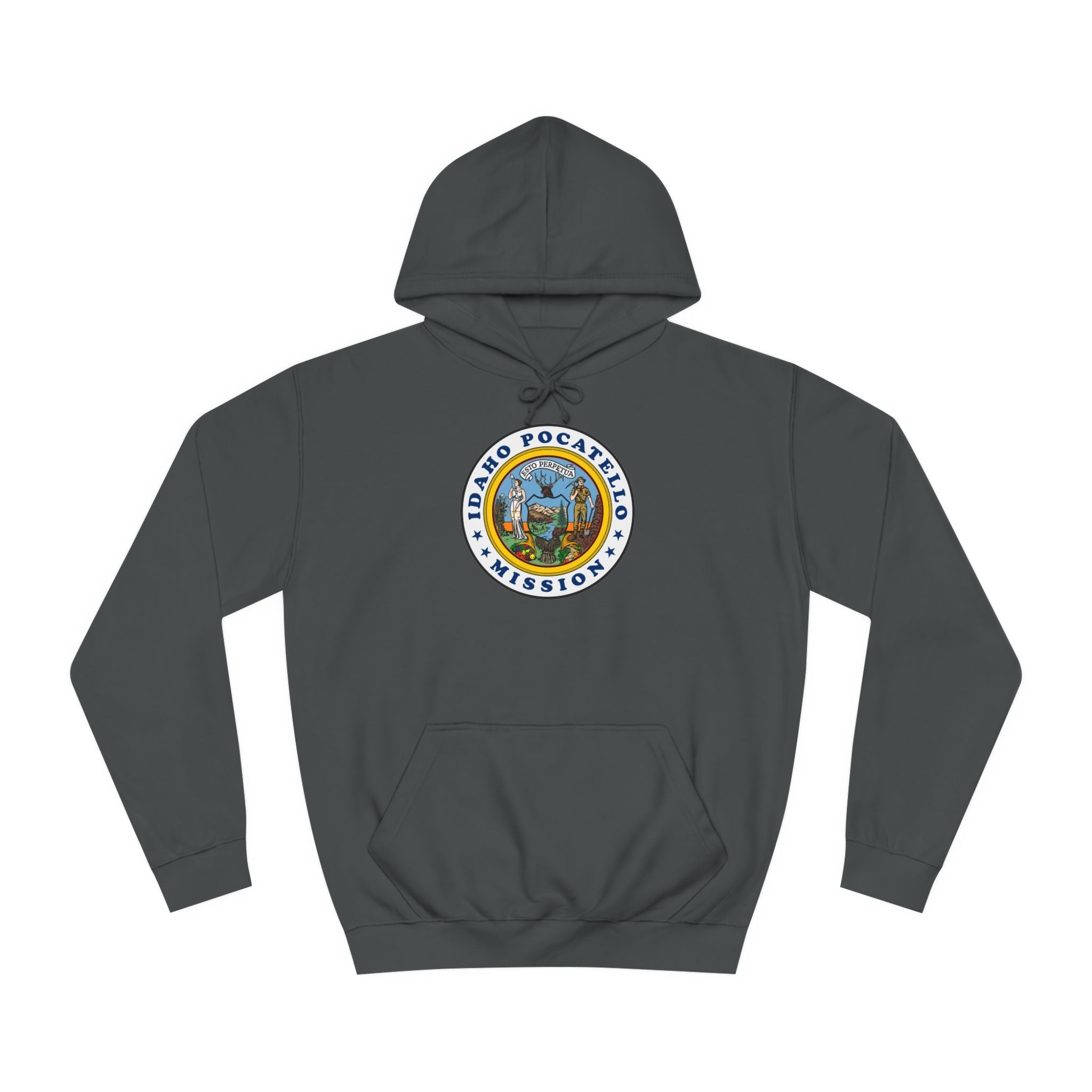 Idaho Pocatello Mission State Flag Logo (White Border) College Hoodie