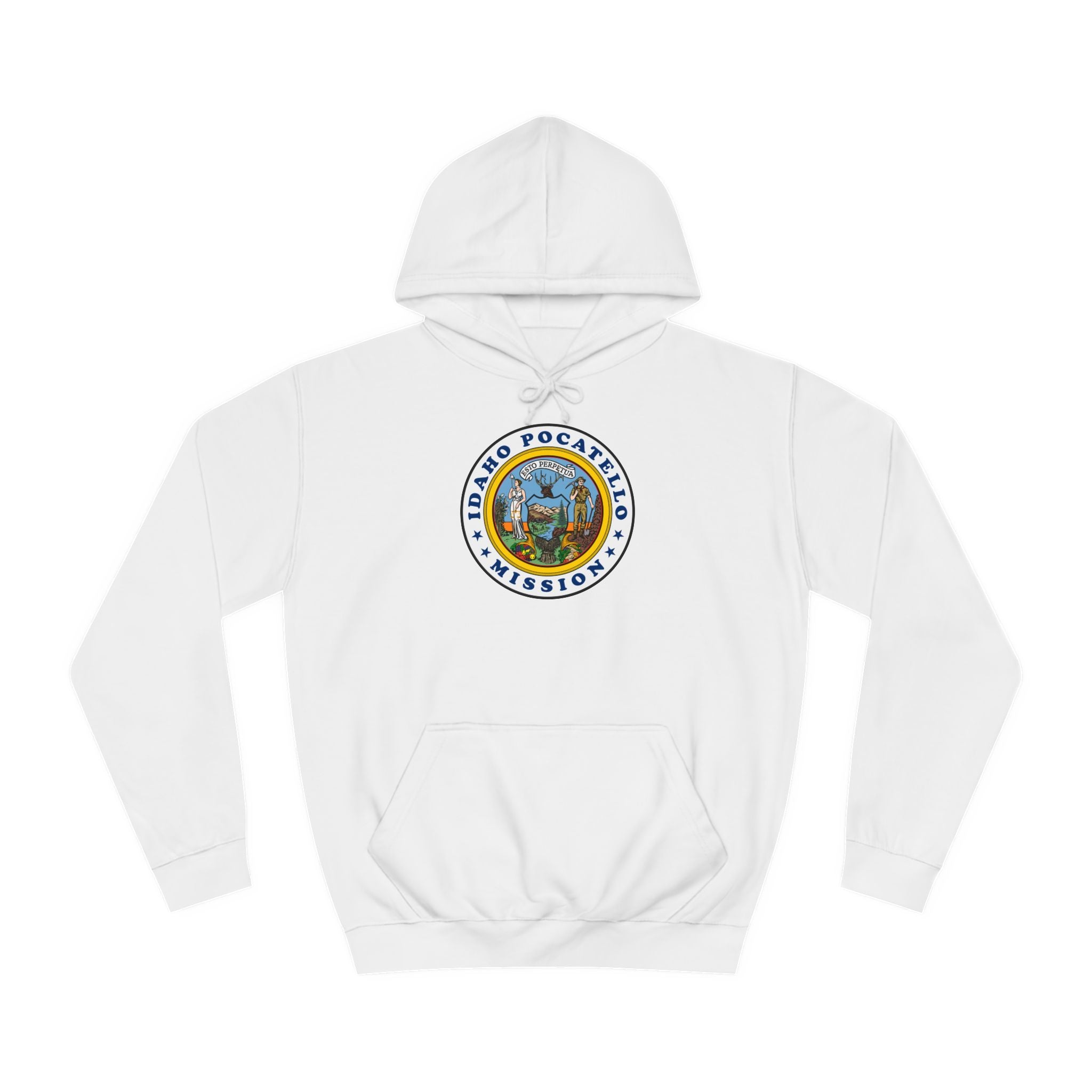 Idaho Pocatello Mission State Flag Logo (White Border) College Hoodie