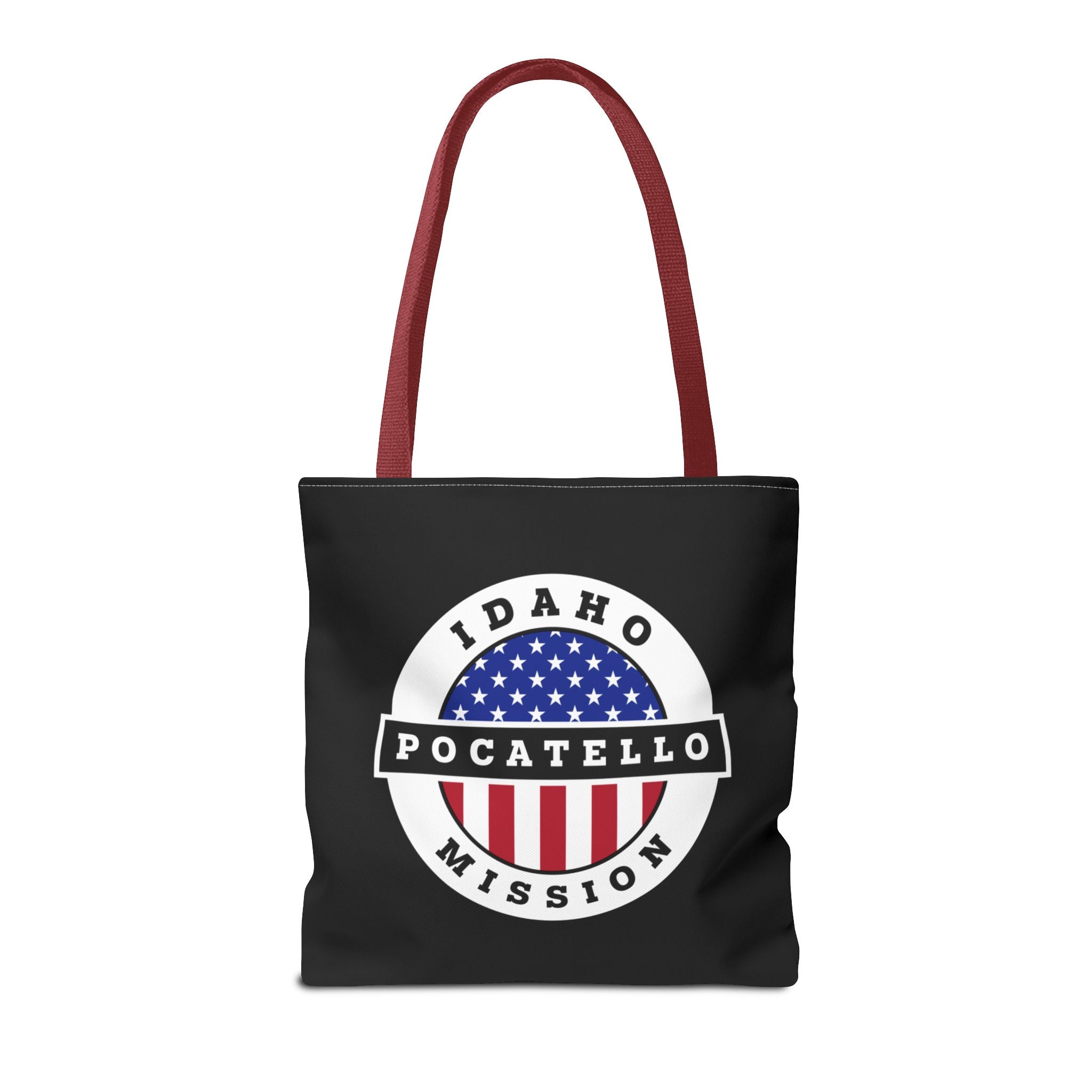 Idaho Pocatello Mission USA Flag Logo Tote Bag Black - Latter-Day Saint LDS Missionary Gift - Book of Mormon