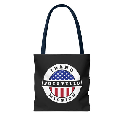 Idaho Pocatello Mission USA Flag Logo Tote Bag Black - Latter-Day Saint LDS Missionary Gift - Book of Mormon