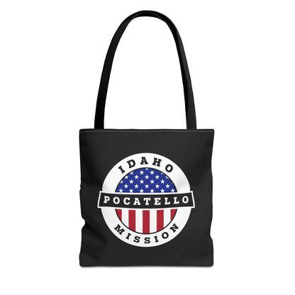 Idaho Pocatello Mission USA Flag Logo Tote Bag Black - Latter-Day Saint LDS Missionary Gift - Book of Mormon