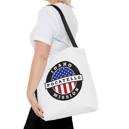 Idaho Pocatello Mission USA Flag Logo Tote Bag White - Latter-Day Saint LDS Missionary Gift - Book of Mormon