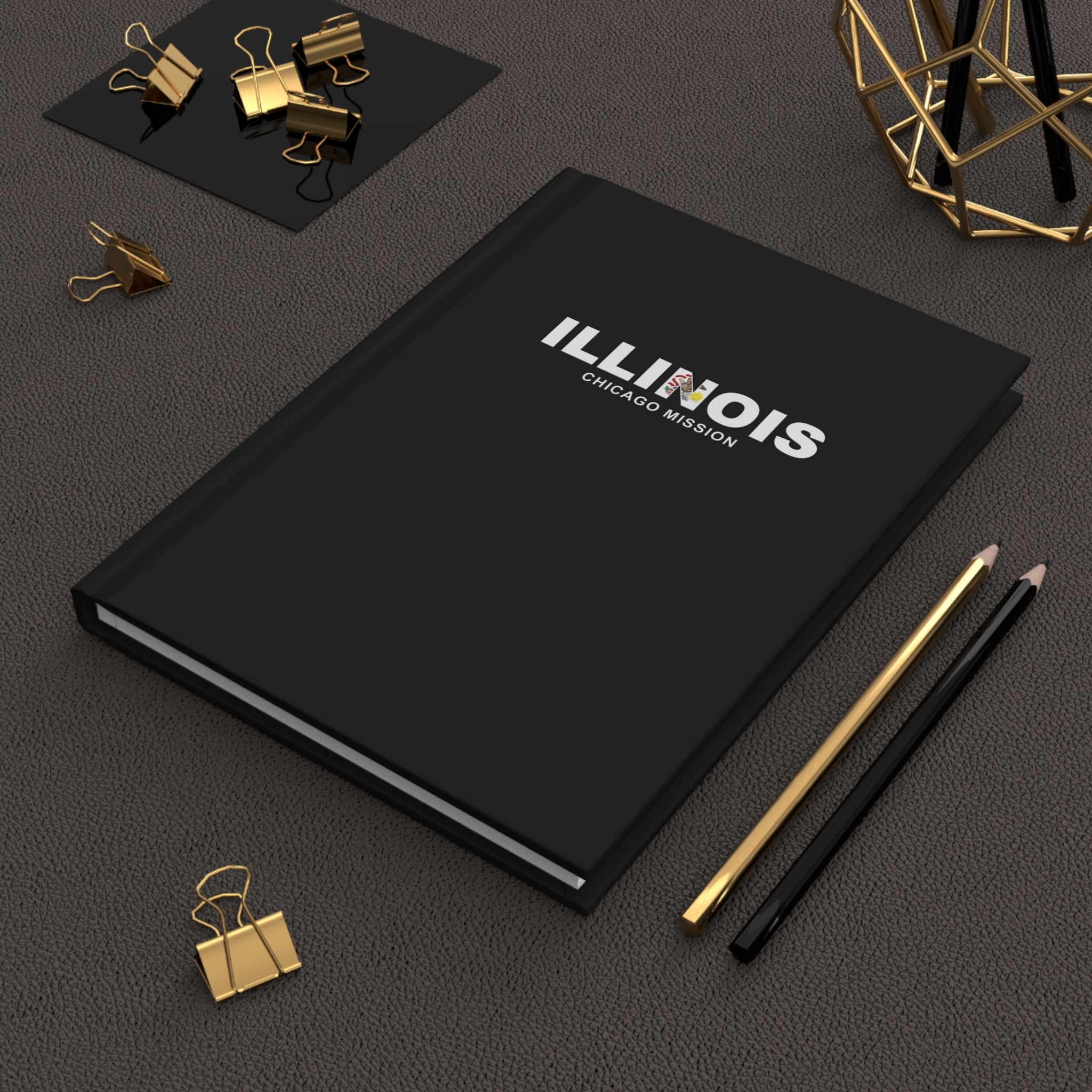 Illinois Chicago Mission Flag Title Black Hardcover Journal Matte - Latter-Day Saint LDS Missionary Gift - Book of Mormon