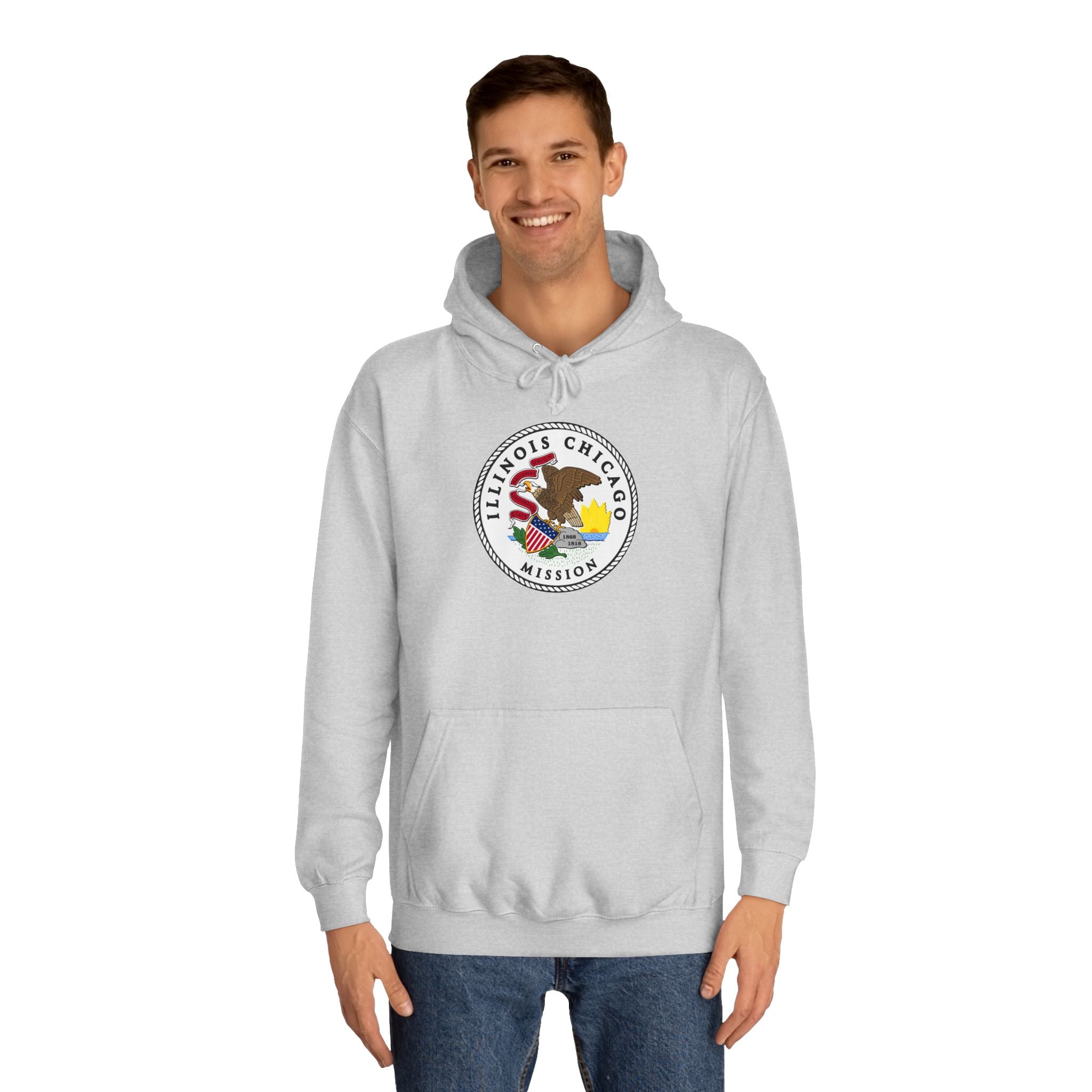 Illinois Chicago Mission State Flag Logo (White Border) College Hoodie