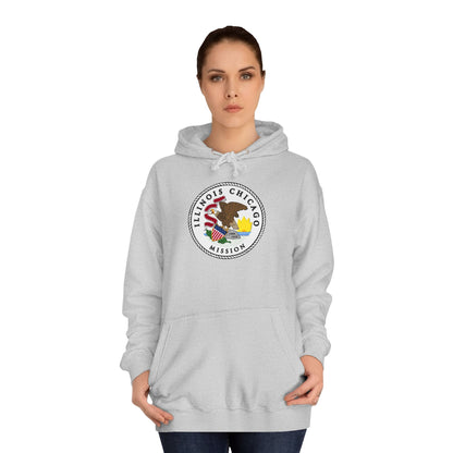 Illinois Chicago Mission State Flag Logo (White Border) College Hoodie