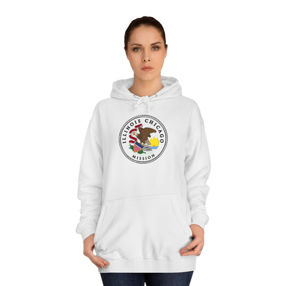 Illinois Chicago Mission State Flag Logo (White Border) College Hoodie