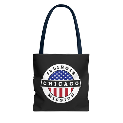 Illinois Chicago Mission USA Flag Logo Tote Bag Black - Latter-Day Saint LDS Missionary Gift - Book of Mormon