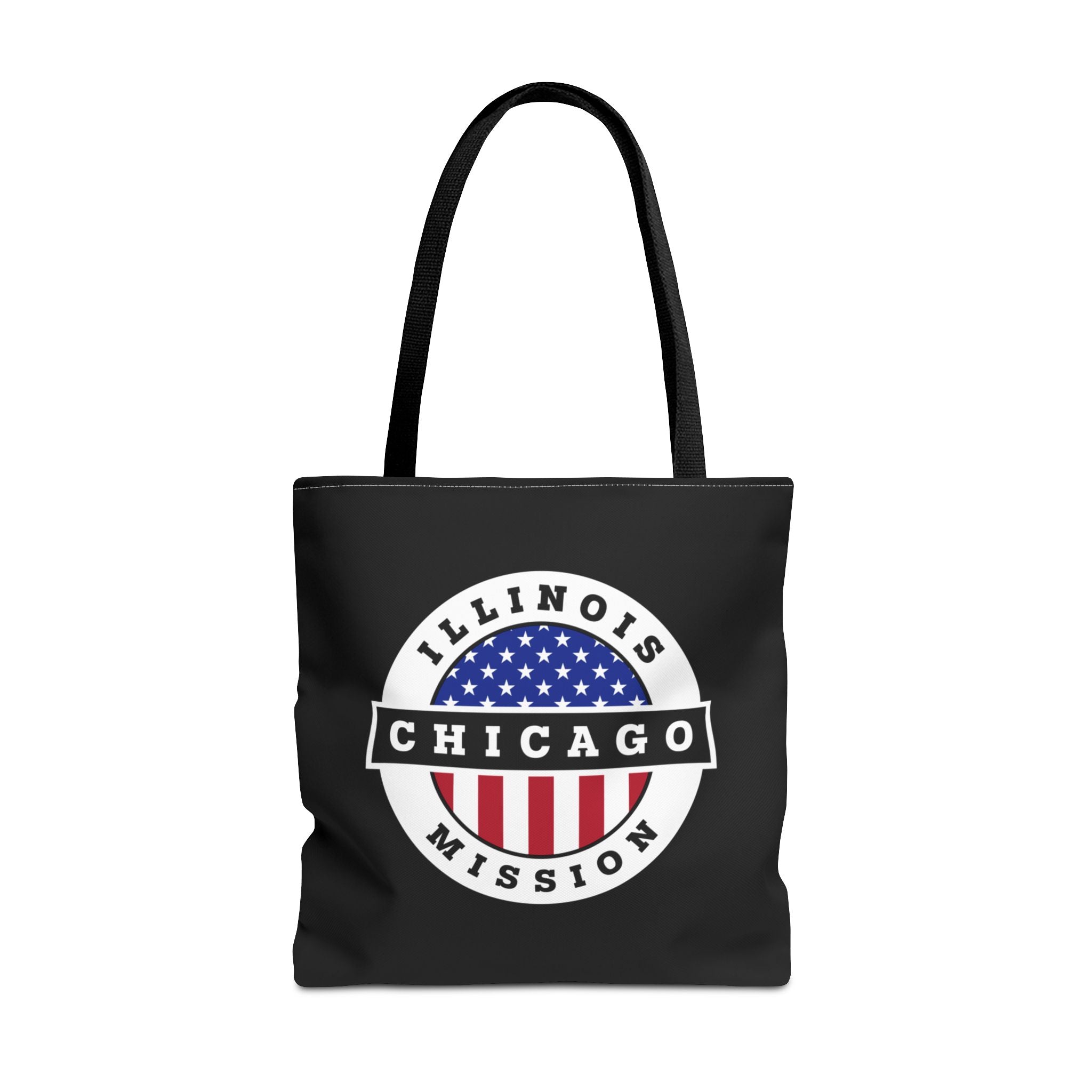 Illinois Chicago Mission USA Flag Logo Tote Bag Black - Latter-Day Saint LDS Missionary Gift - Book of Mormon