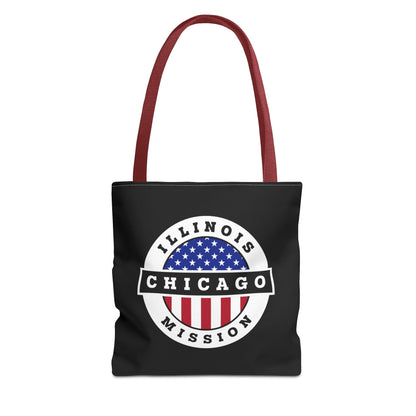 Illinois Chicago Mission USA Flag Logo Tote Bag Black - Latter-Day Saint LDS Missionary Gift - Book of Mormon