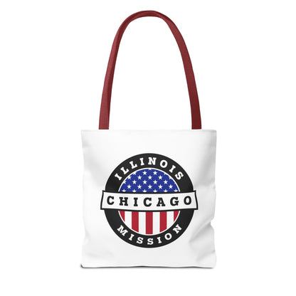 Illinois Chicago Mission USA Flag Logo Tote Bag White - Latter-Day Saint LDS Missionary Gift - Book of Mormon