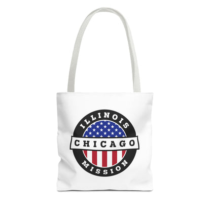 Illinois Chicago Mission USA Flag Logo Tote Bag White - Latter-Day Saint LDS Missionary Gift - Book of Mormon