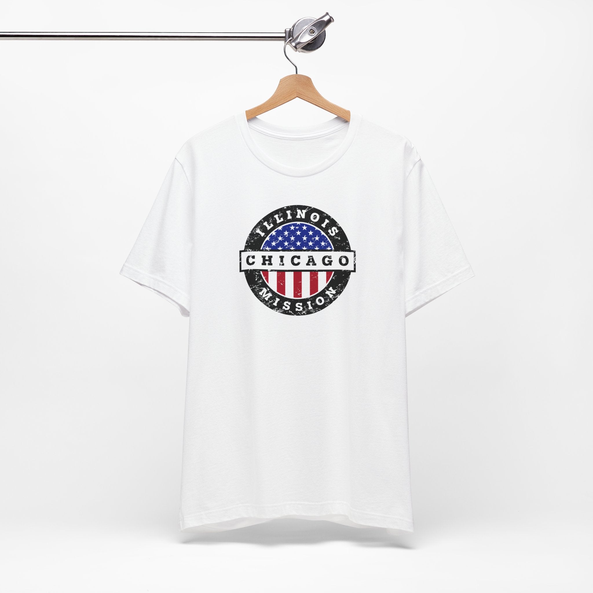 Illinois Chicago Mission Vintage Circular USA Flag T-Shirt - Latter-Day Saint LDS Missionary Gift - Book of Mormon