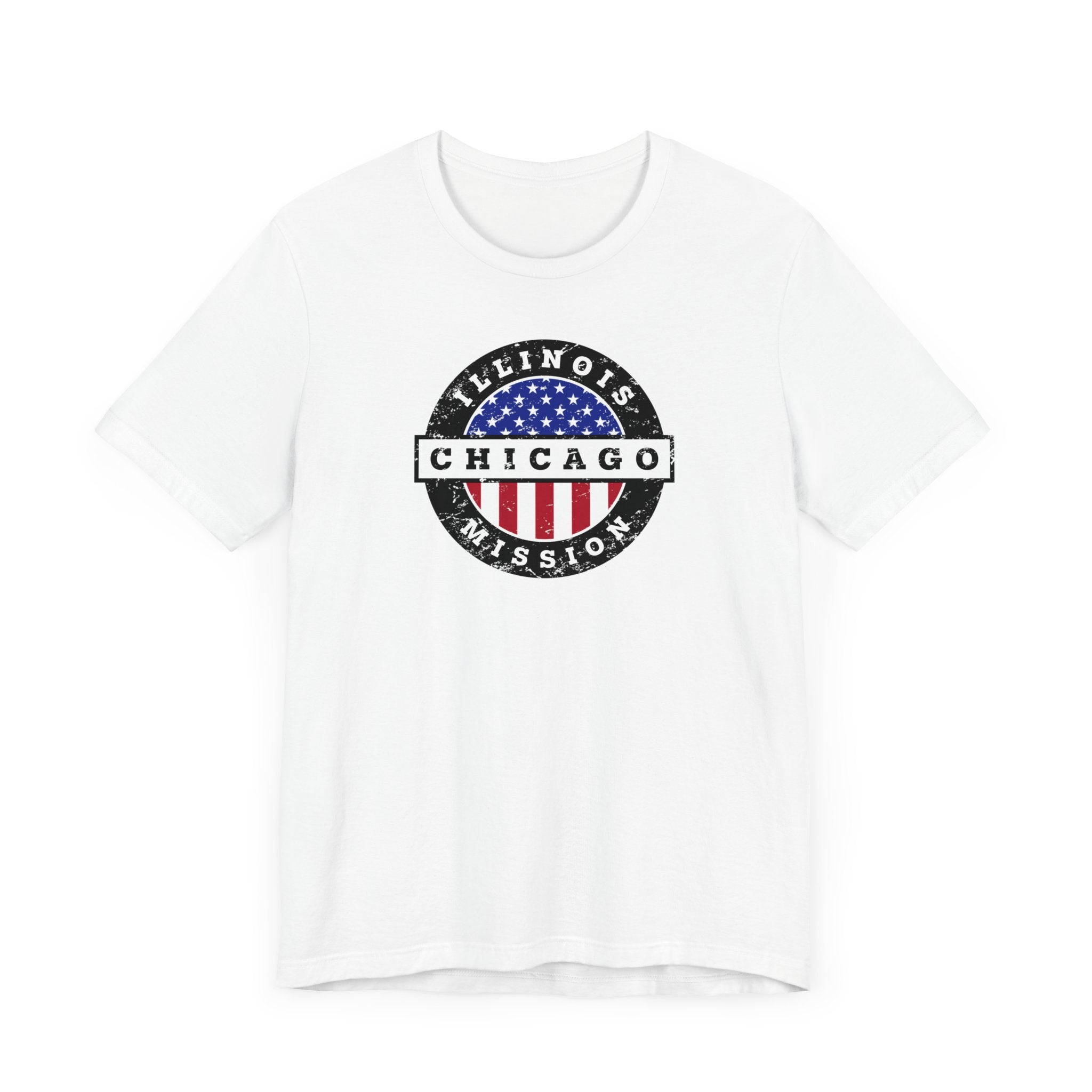 Illinois Chicago Mission Vintage Circular USA Flag T-Shirt - Latter-Day Saint LDS Missionary Gift - Book of Mormon