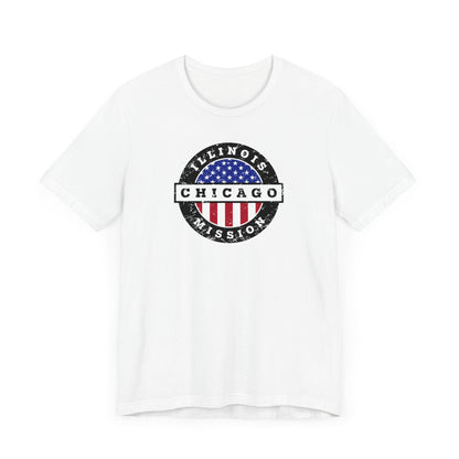 Illinois Chicago Mission Vintage Circular USA Flag T-Shirt - Latter-Day Saint LDS Missionary Gift - Book of Mormon