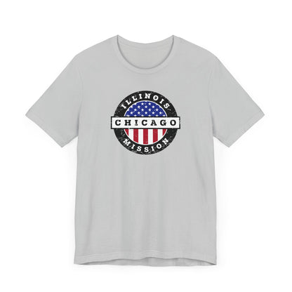Illinois Chicago Mission Vintage Circular USA Flag T-Shirt - Latter-Day Saint LDS Missionary Gift - Book of Mormon