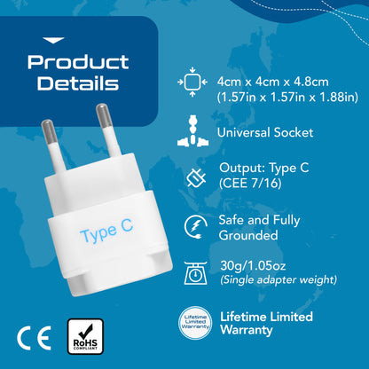 European Travel Adapter - Type C - 3 Pack (GP-9C)