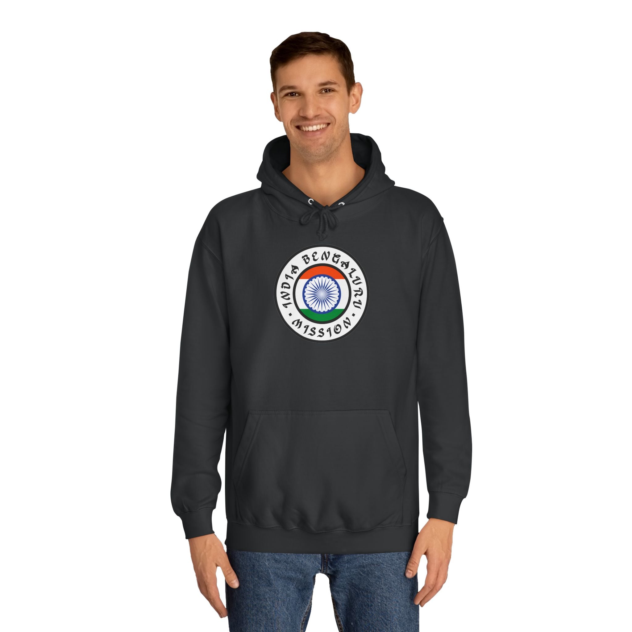 India Bengaluru Mission Flag Logo (White Border) College Hoodie - Latter-Day Saint LDS Missionary Gift - Book of Mormon