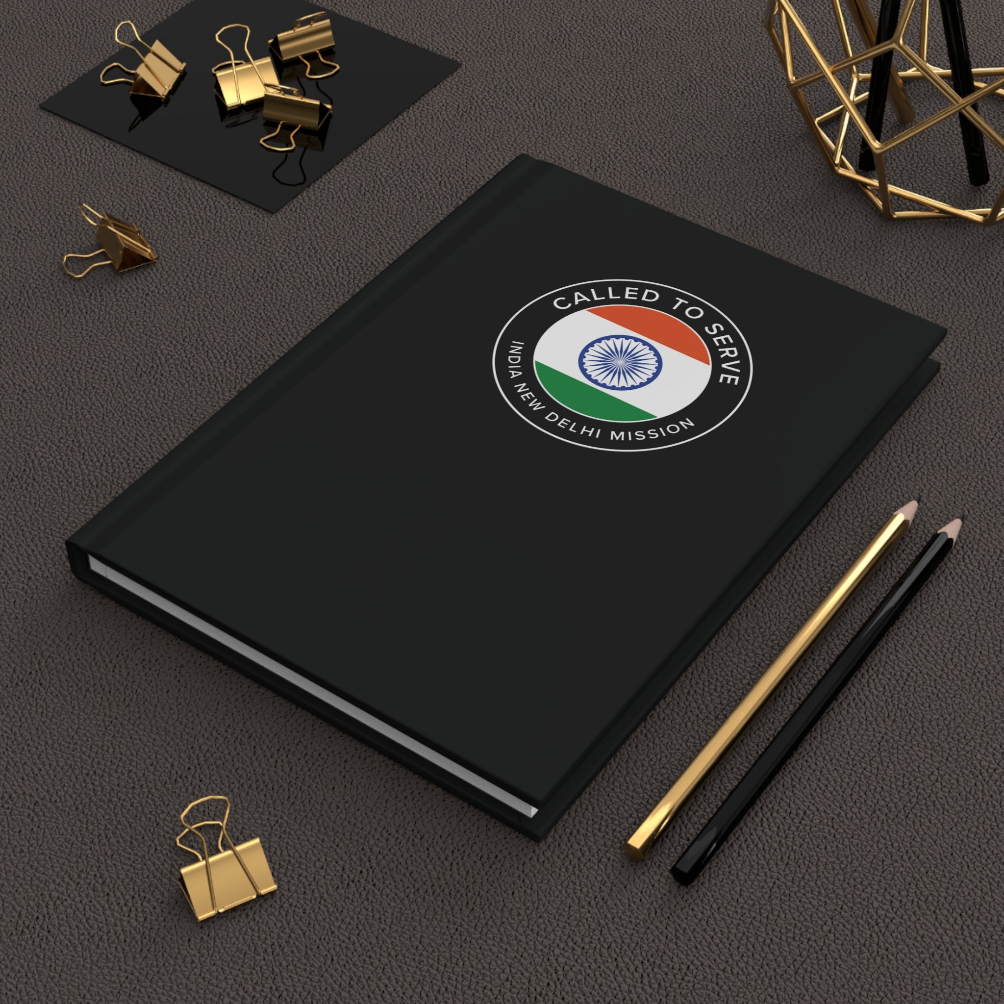 India New Delhi Mission Circle Flag Called to Serve Black Hardcover Journal Matte - Latter-Day Saint LDS Missionary Gift - Book of Mormon