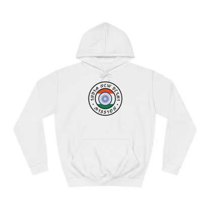 India New Delhi Mission Flag Logo (White Border) College Hoodie - Latter-Day Saint LDS Missionary Gift - Book of Mormon