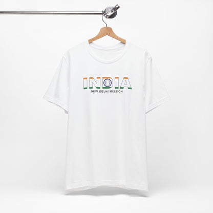 India New Delhi Mission Flag Title T-shirt - Latter-Day Saint LDS Missionary Gift - Book of Mormon