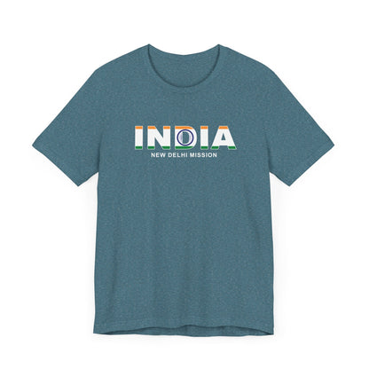 India New Delhi Mission Flag Title T-shirt - Latter-Day Saint LDS Missionary Gift - Book of Mormon