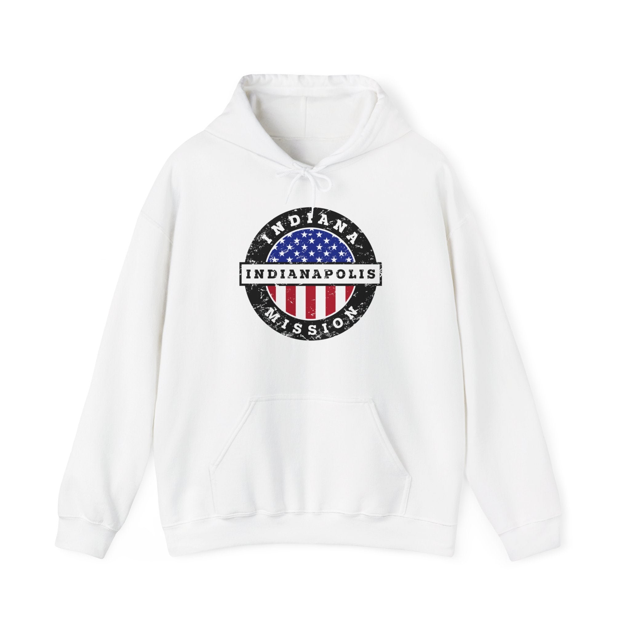 Indiana Indianapolis Mission Circular USA Flag Hoodie - Latter-Day Saint LDS Missionary Gift - Book of Mormon