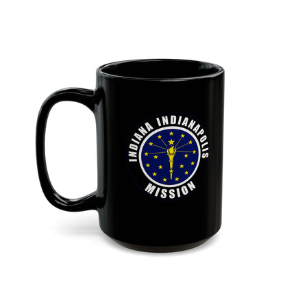 Indiana Indianapolis Mission State Flag Logo Ceramic Mug Black Name - Latter-Day Saint LDS Missionary Gift - Book of Mormon